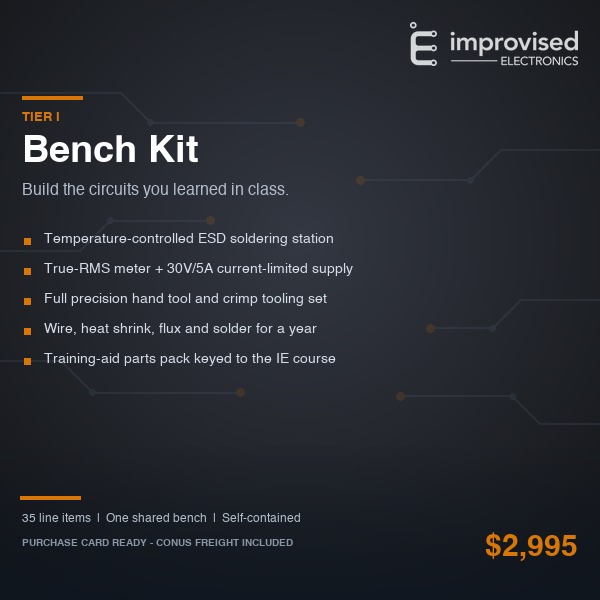 Improvised Electronics Total Bomb Shop Tier I Bench Kit, $2,995, complete electronics workbench for EOD units