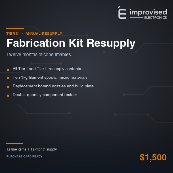 Improvised Electronics Total Bomb Shop Tier III annual consumable resupply, $1,500